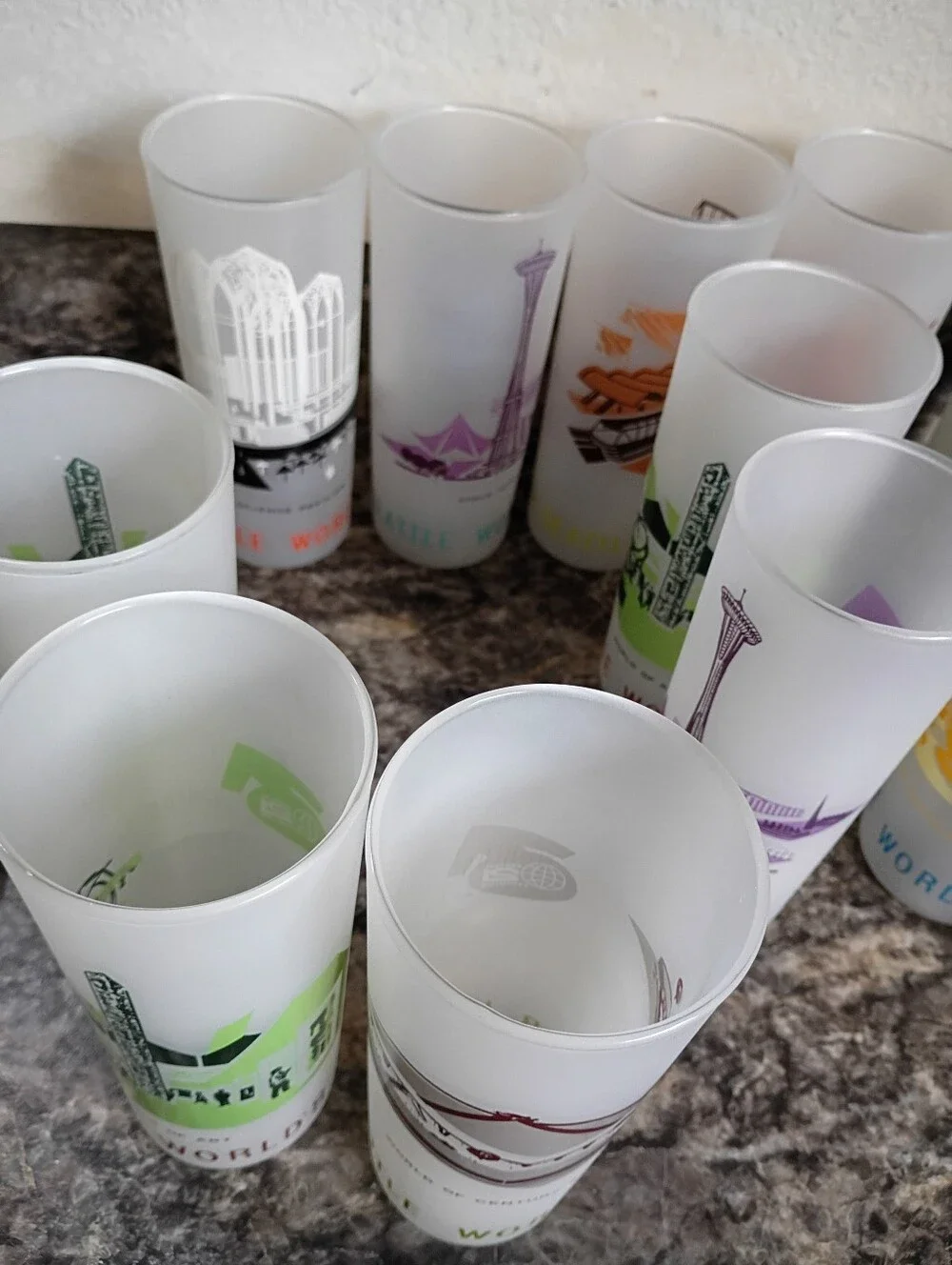 Frosted Multicolor Skyline Drinking Glasses - Set of 12